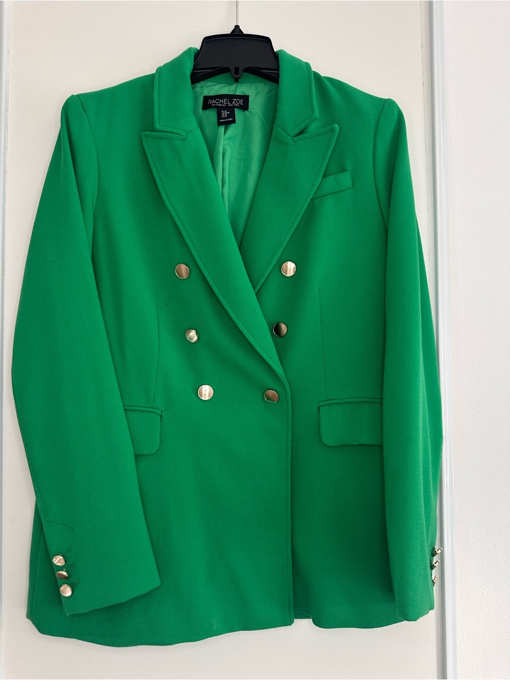 Rachel Zoe Emerald Green Double-Breasted Blazer with Gold Buttons